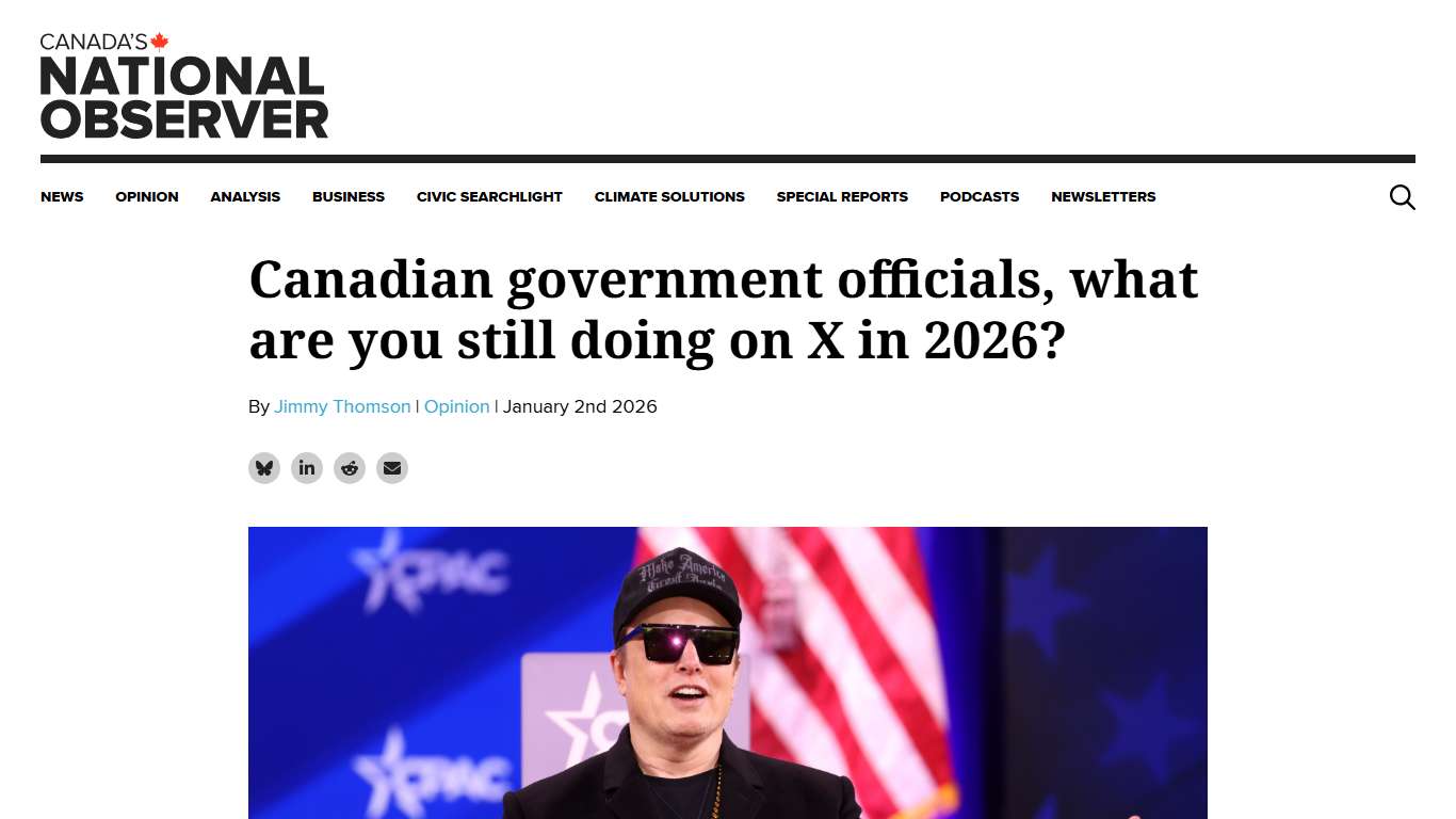 Canadian government officials, what are you still doing on X in 2026? | Canada's National Observer: Climate News