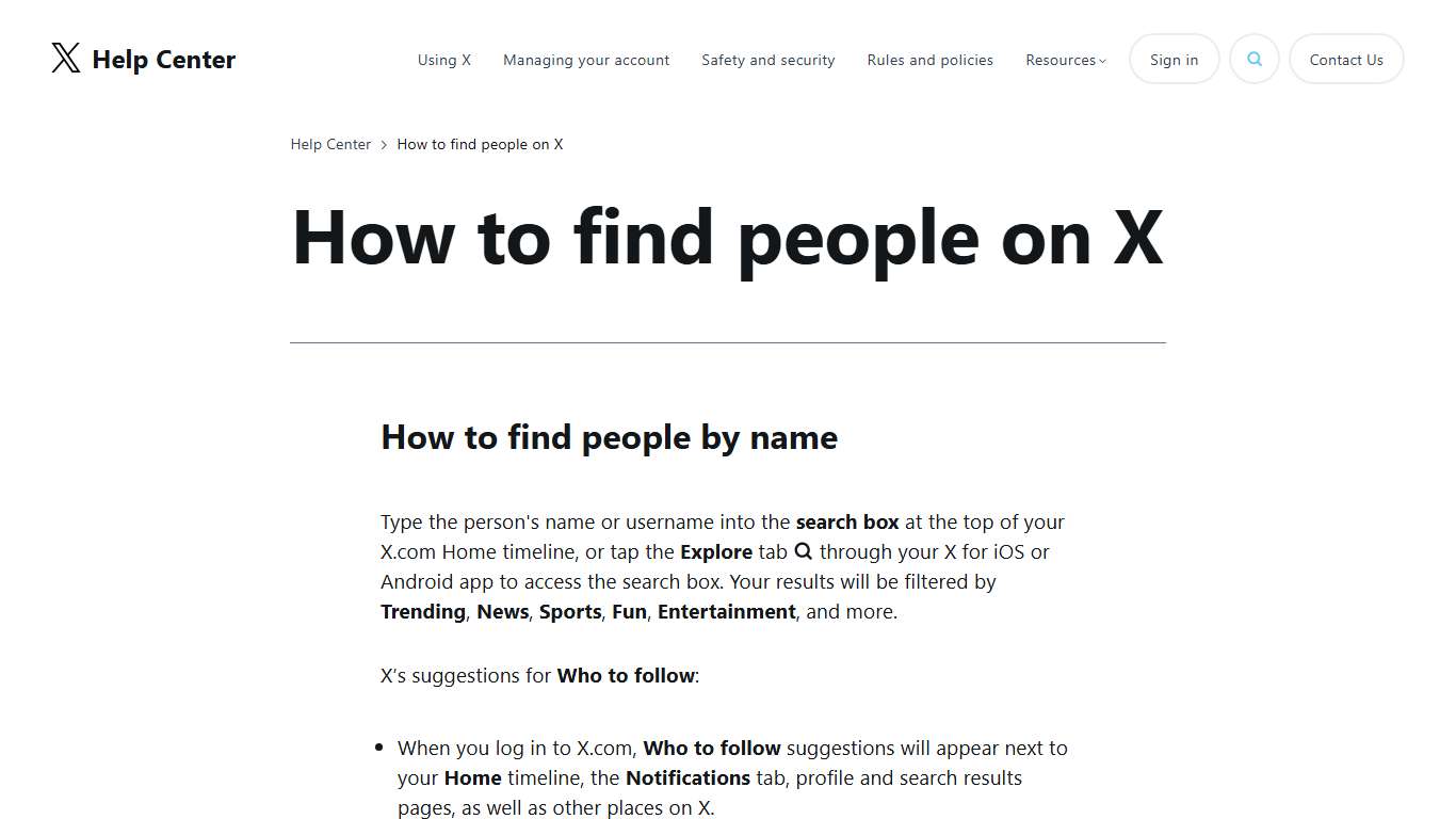 How to find people on X